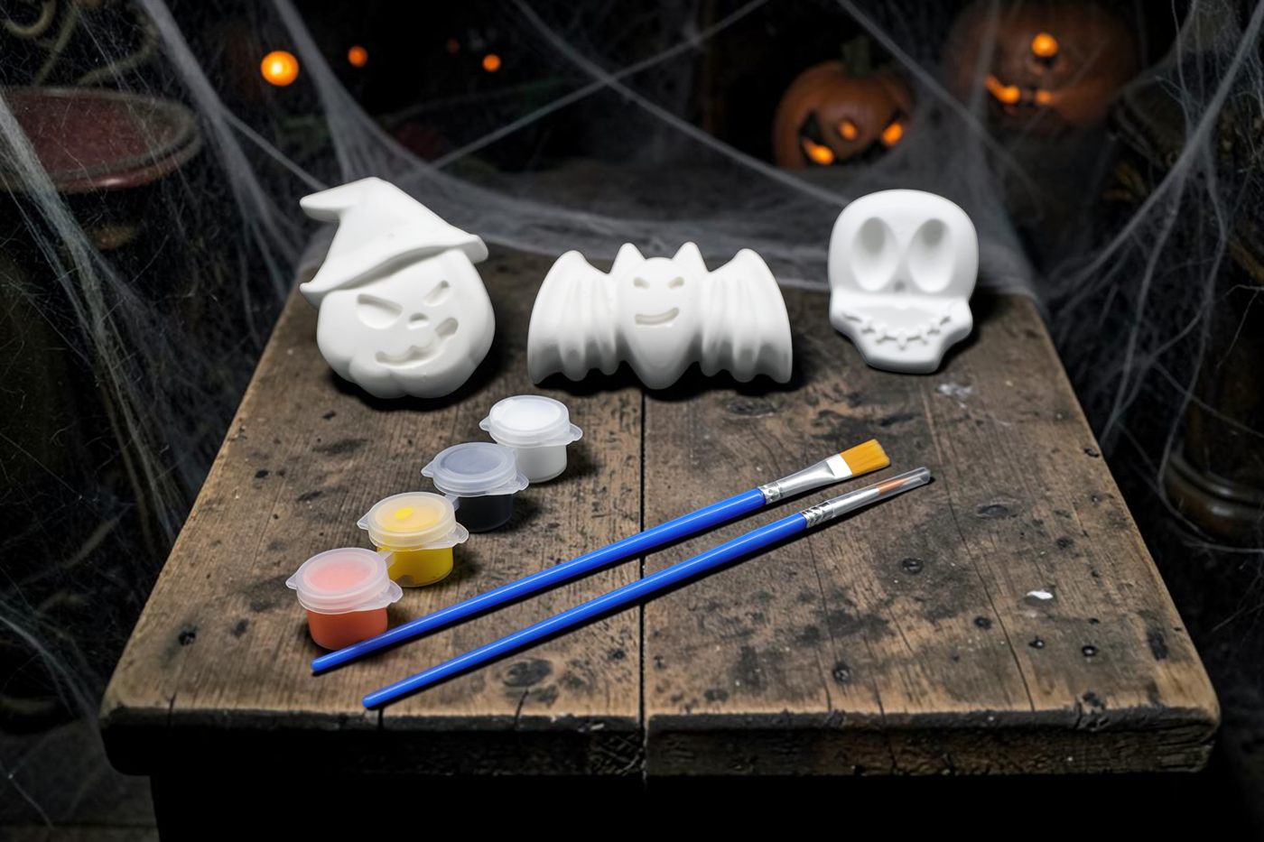 Bat, Skull, and Pumpkin