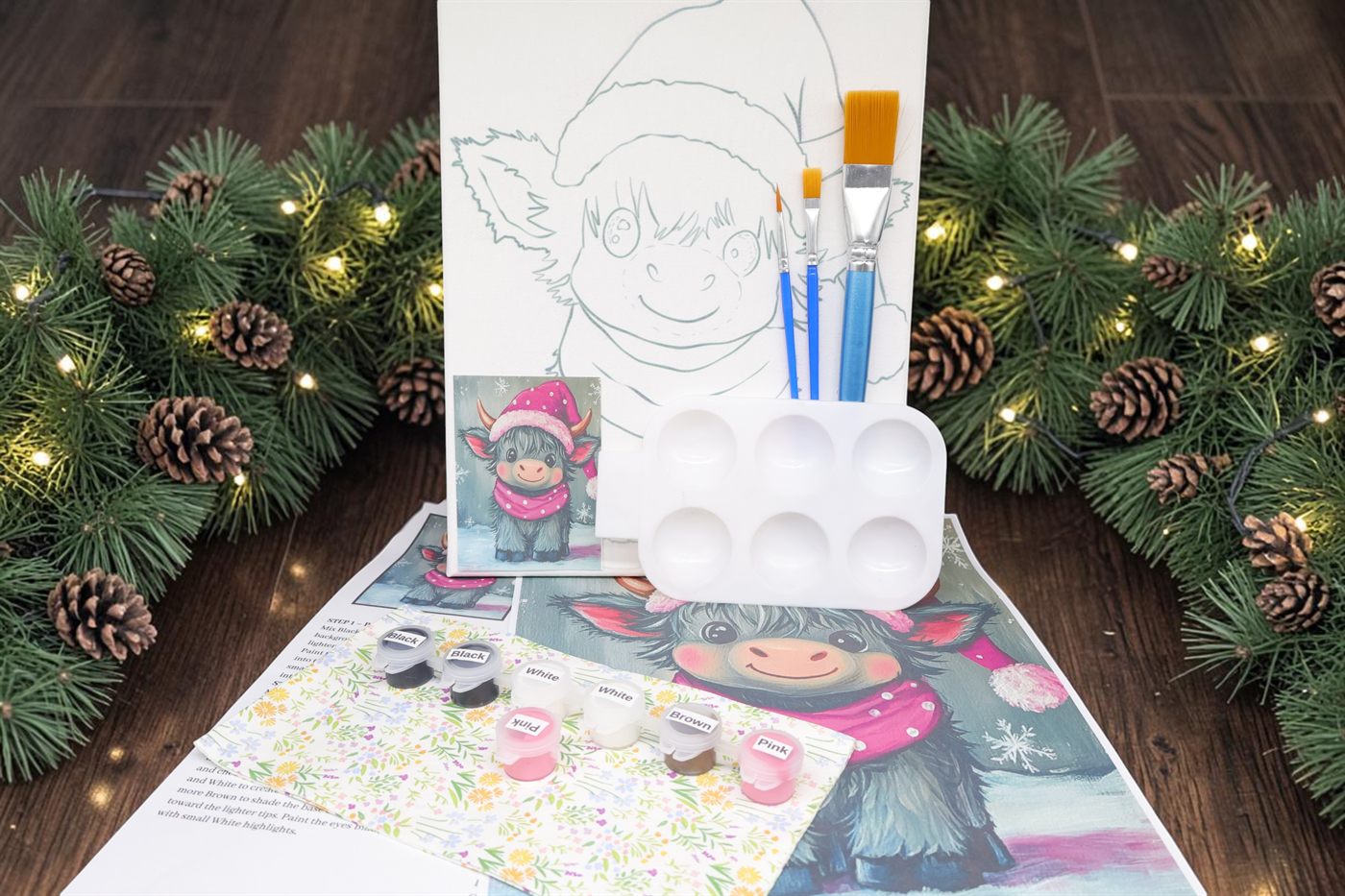 Christmas Cow Pink Hat Painting Kit