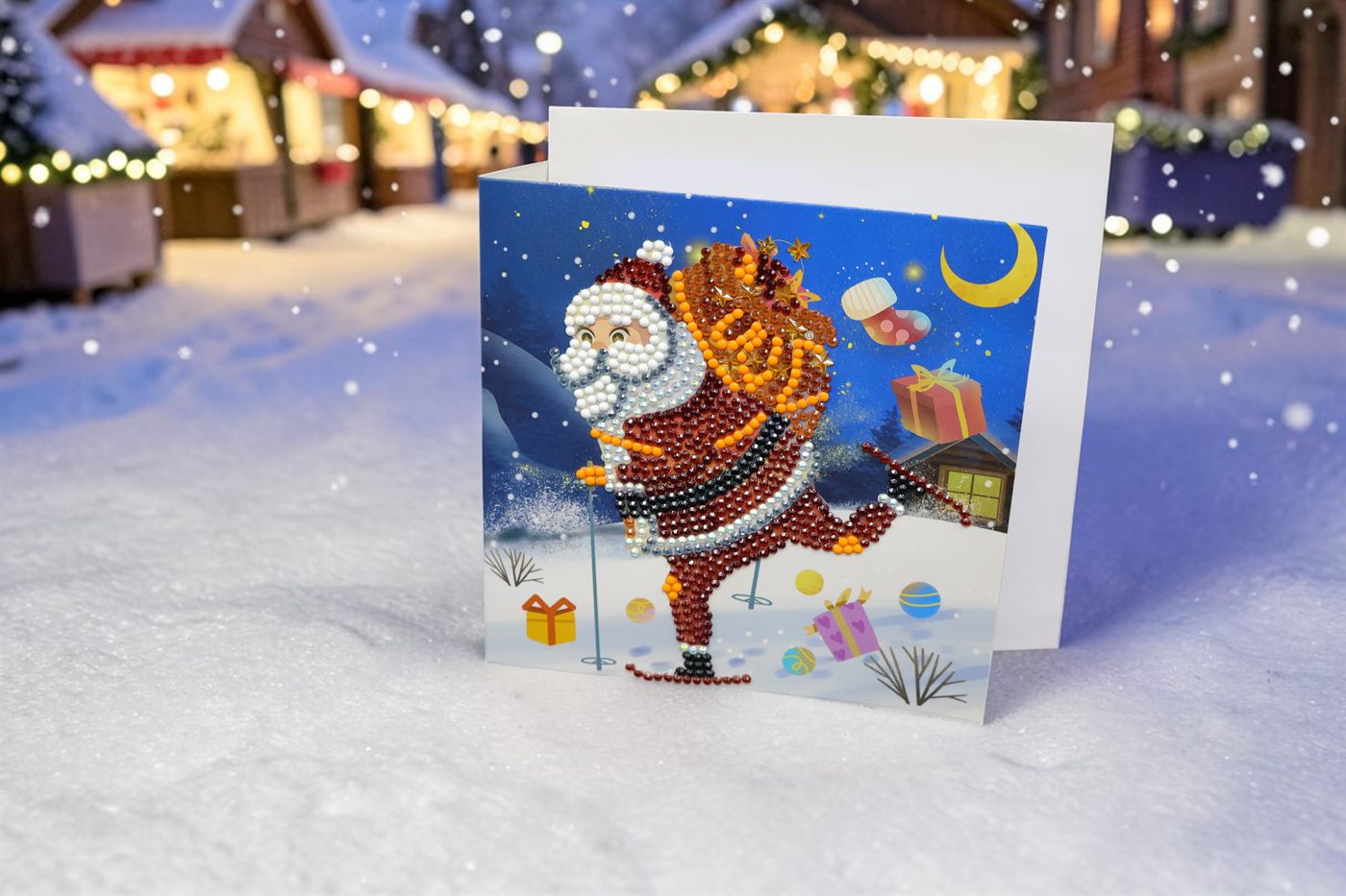 Skiing Santa Card